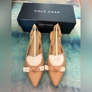 Cole Haan Women's Beige Slingback Flats with Bow